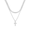 Load image into Gallery viewer, Layered Cross Silver Necklace