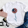 Load image into Gallery viewer, Patriotic Floral Print T-Shirt