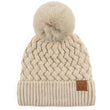 Load image into Gallery viewer, Woven Cable Knit Cuffed Pom Beanie