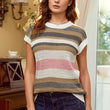 Load image into Gallery viewer, Striped Eyelet Short Sleeve Sweater