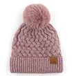 Load image into Gallery viewer, Woven Cable Knit Cuffed Pom Beanie