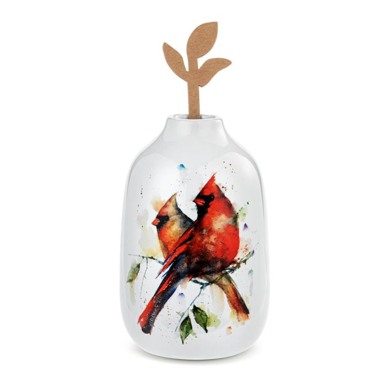 Cardinal Pair Bud Vase