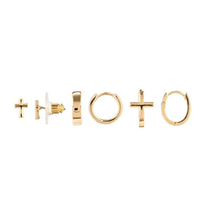 Dainty Cross Gold Earrings