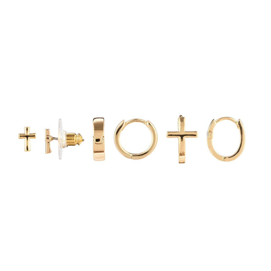 Dainty Cross Gold Earrings