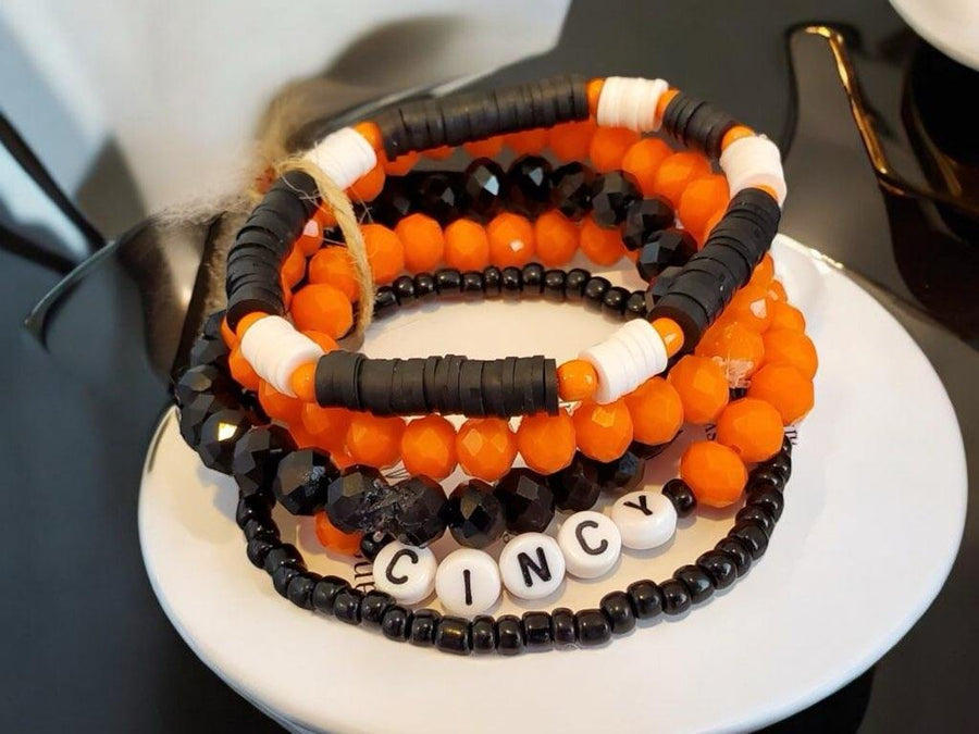 Bengals Beaded Stack Bracelets