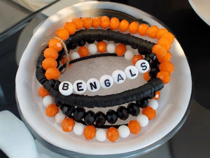 Bengals Beaded Stack Bracelets