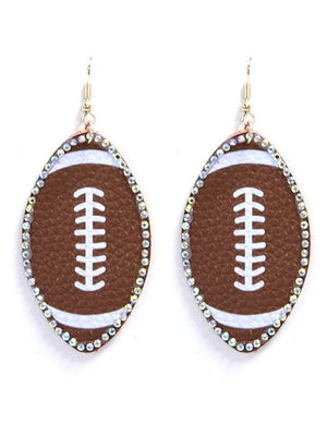 Rhinestone Trim Football Earrings