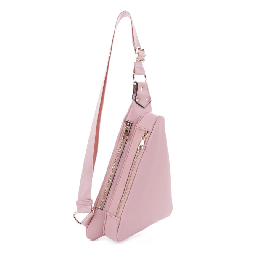 Triangle Double Zipper Sling Bag