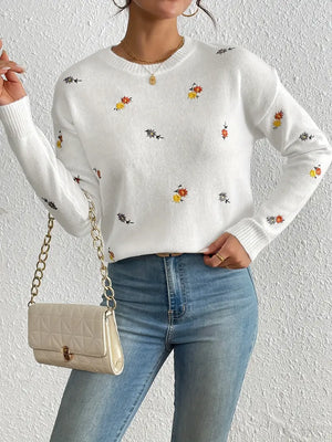 Floral Embroidery Sweater