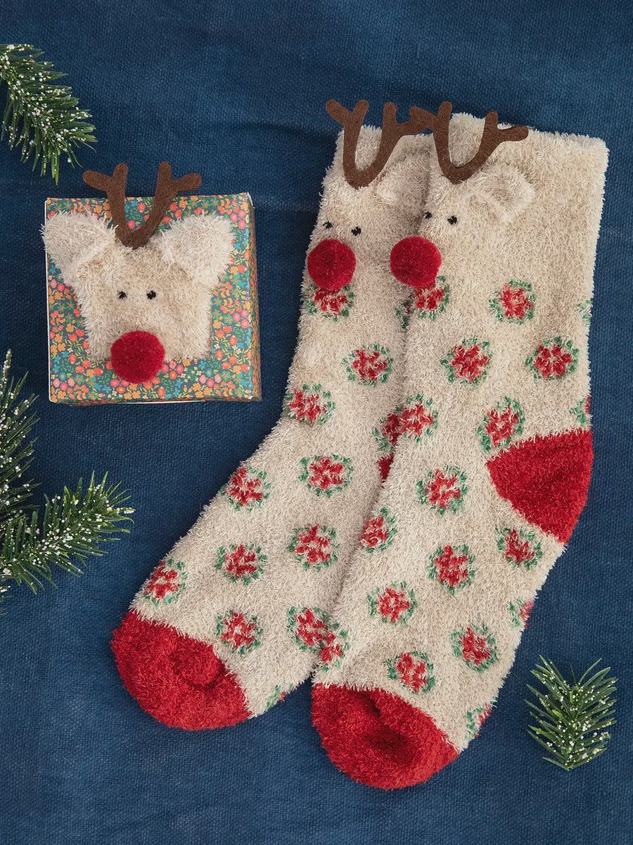 Boxed Cozy Reindeer Socks