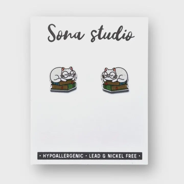 Book Kitty Earrings