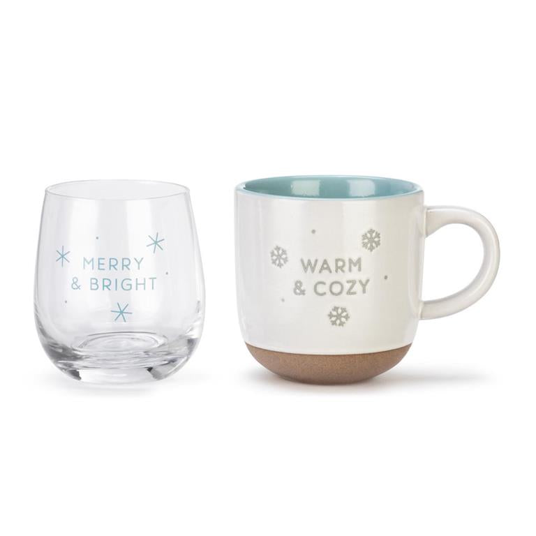Cozy & Bright Christmas Eve/Morning Mug & Glass Set