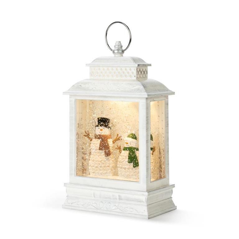 Lit Snowman Couple Lantern