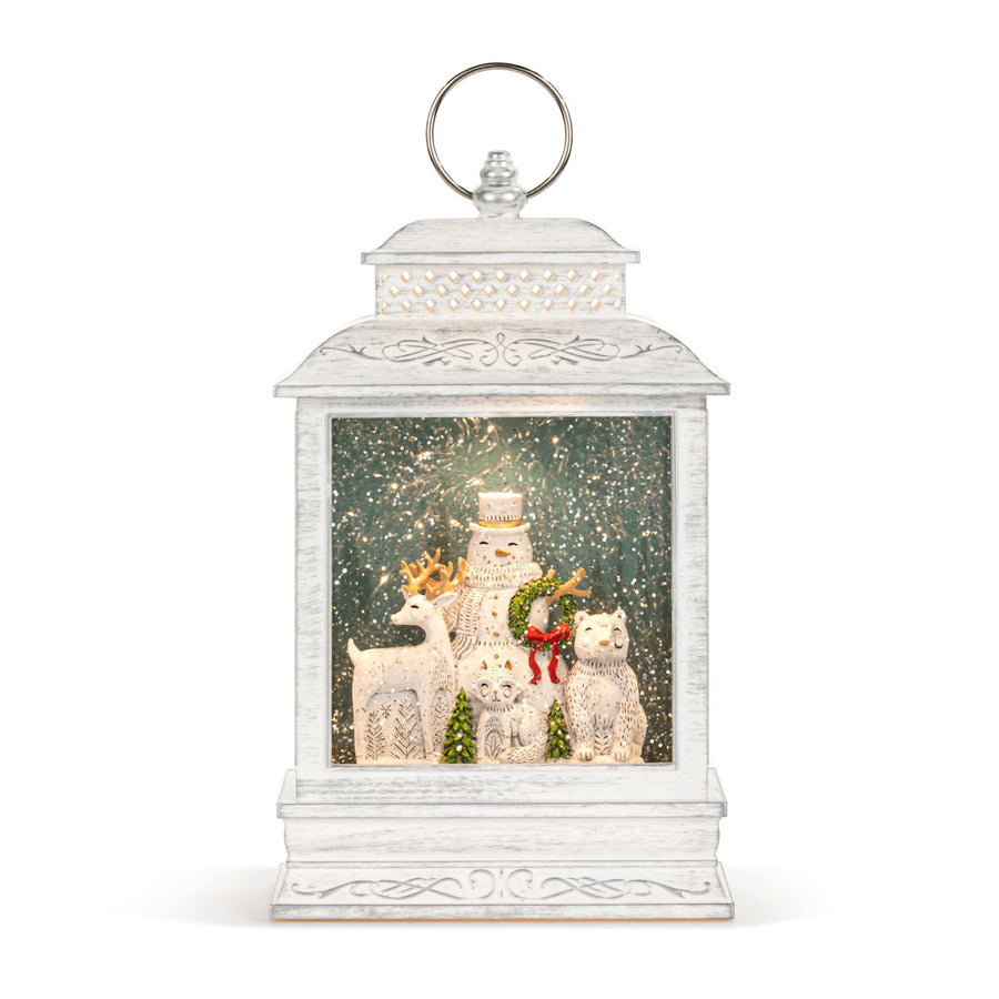 Snowman Winter Scene Snow Globe Lantern