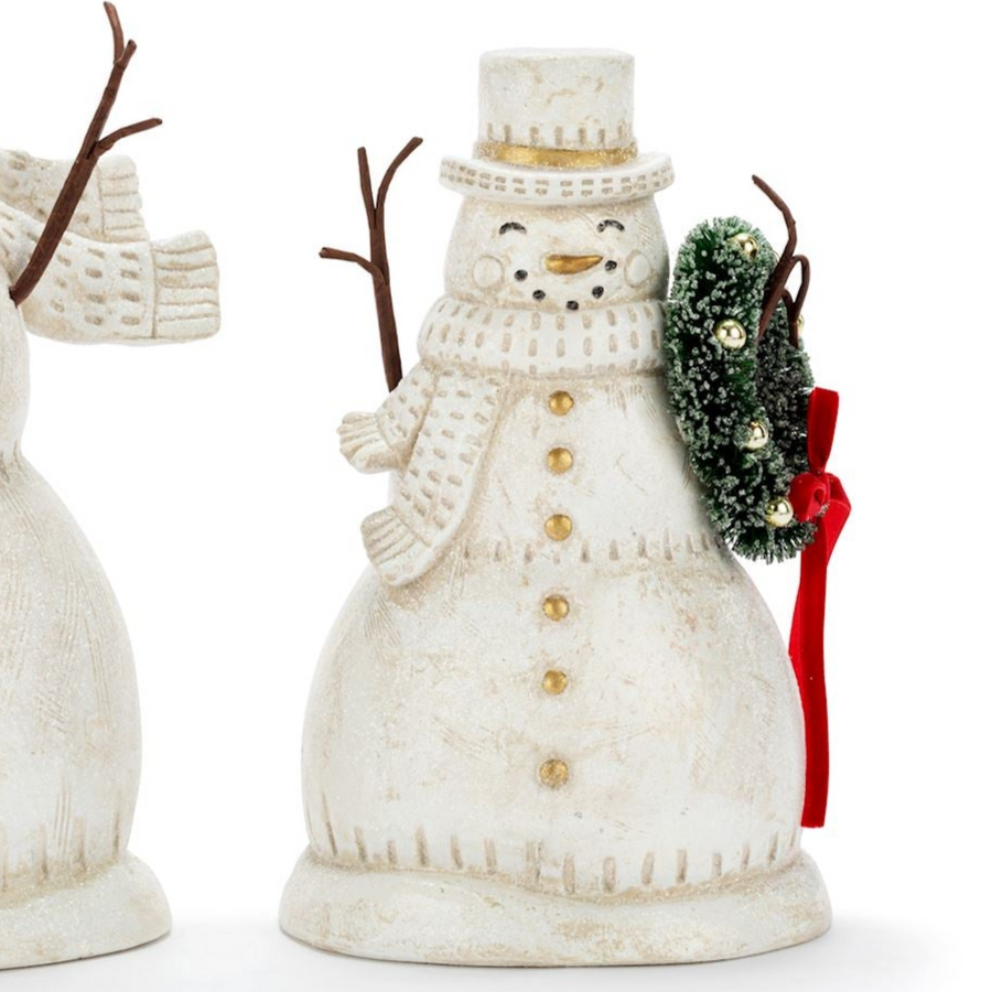 Snowman Paper Pulp Glittered Greenery Figures