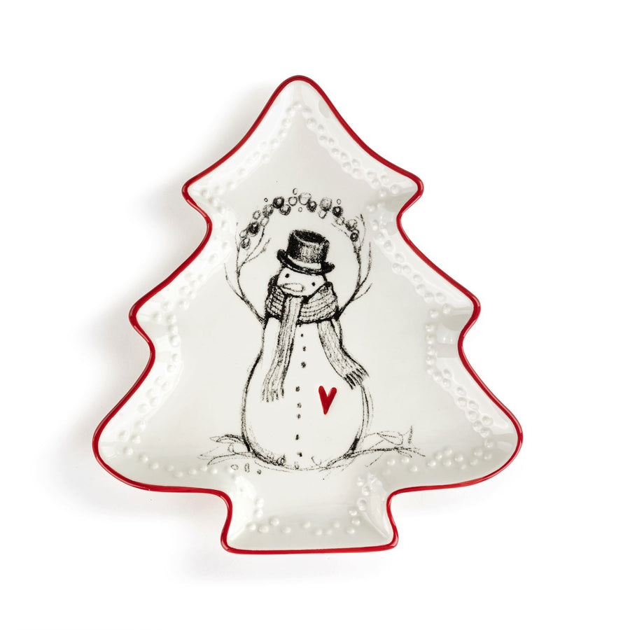 Snowman Mini Ceramic Tree Shaped Dish
