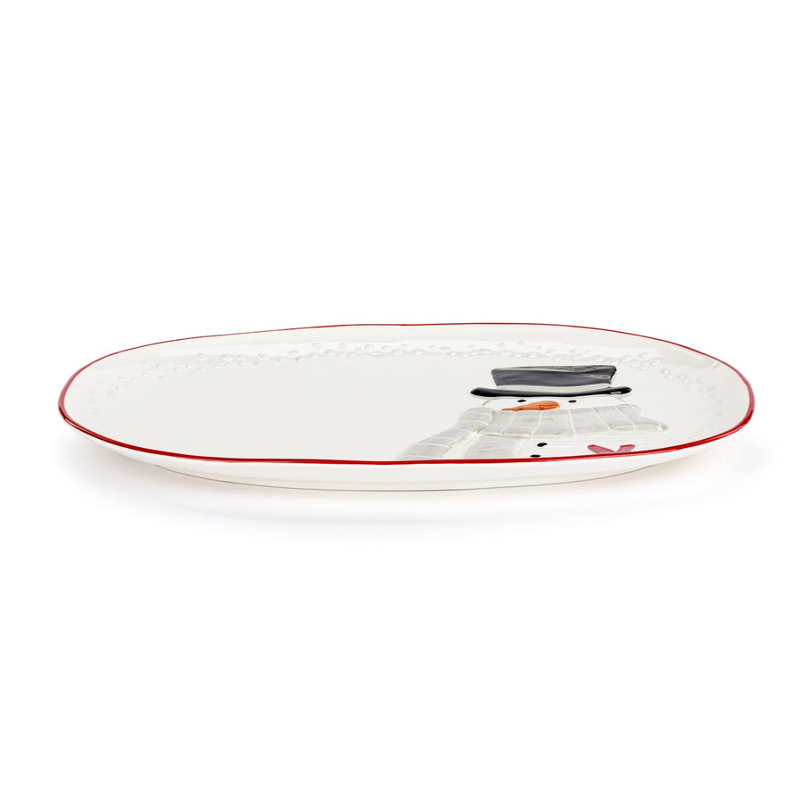 Snowman Red Heart Platter
