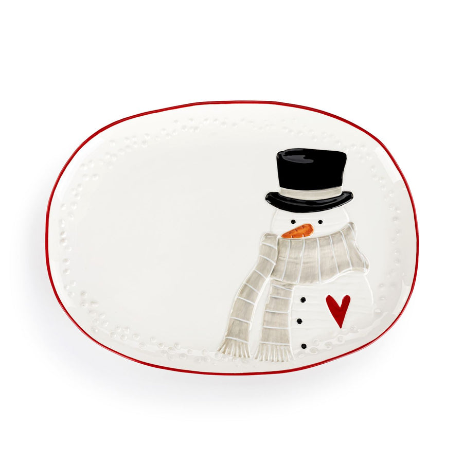 Snowman Red Heart Platter