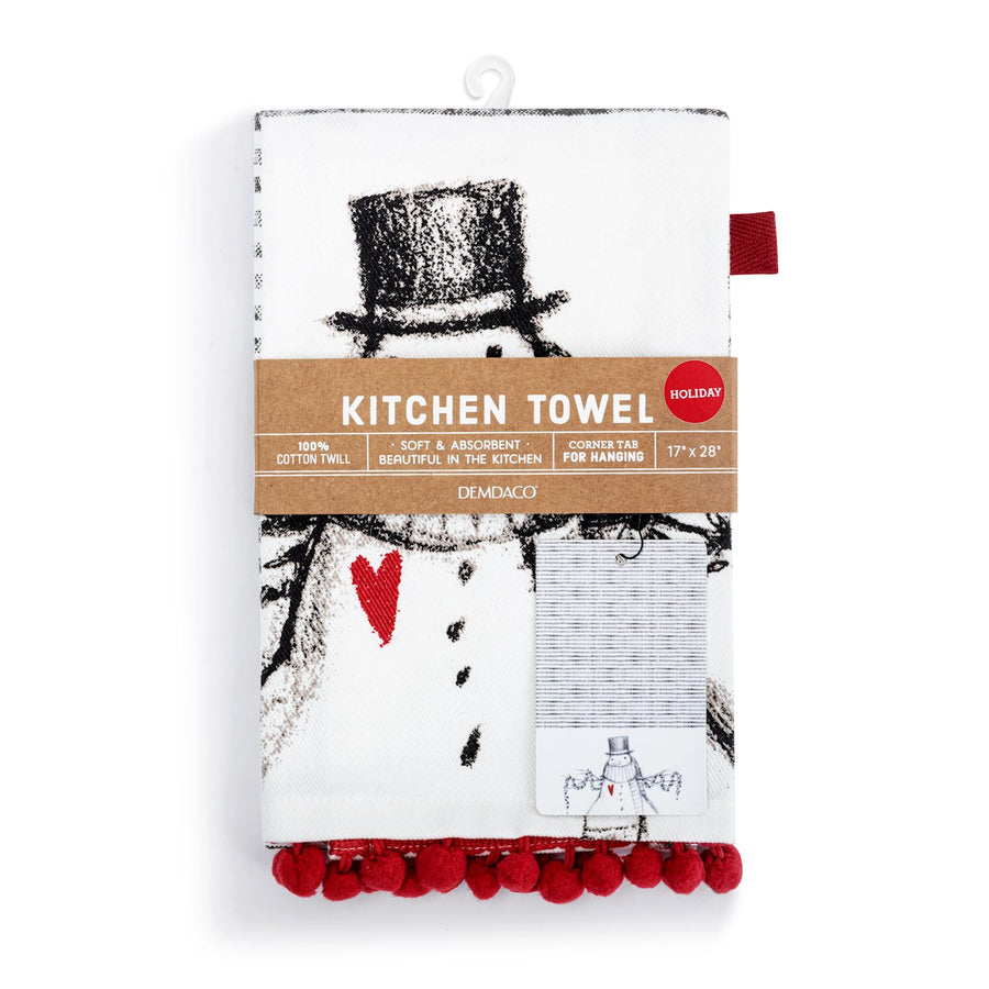 Snowman Red Heart Towel