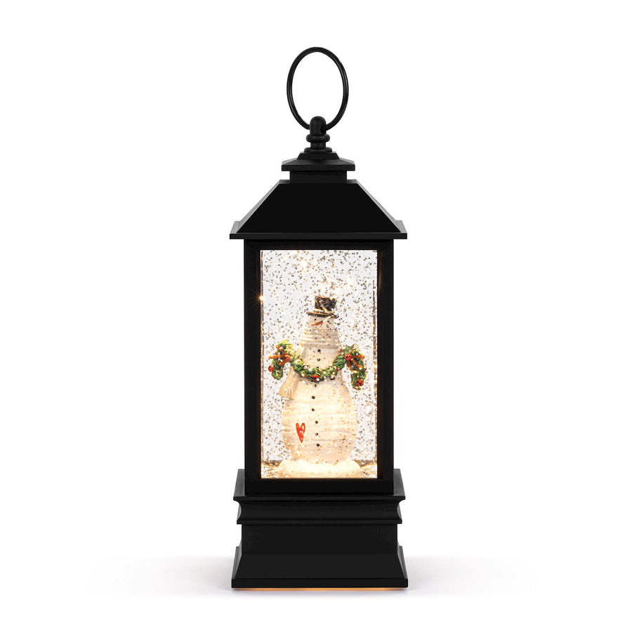 Snowman Black Snow Globe Lantern