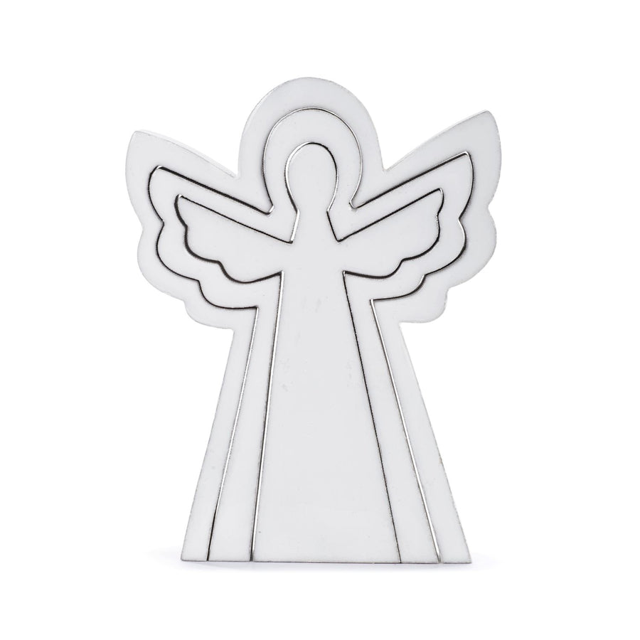 White Enamel Wood Nesting Angel Figures