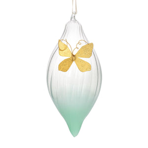 Milk Glass Ornament with Butterfly