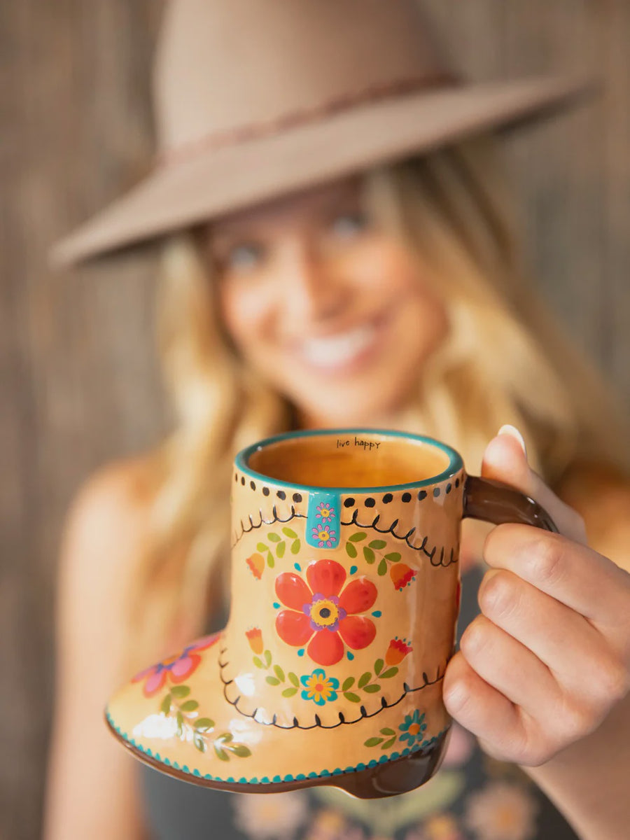 Folk Art Boot Coffee Mug