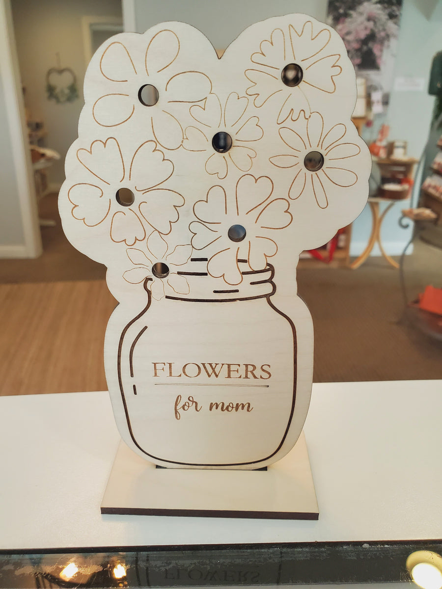 Flowers For Mom Wood Holder