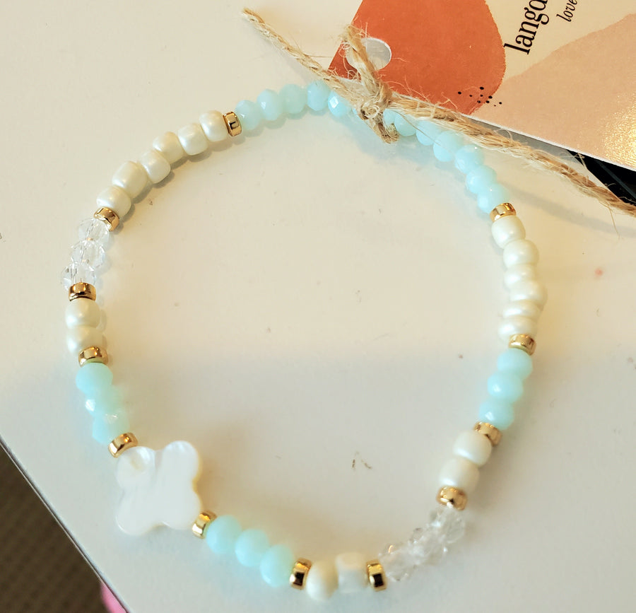 Beaded Pearl Cross bracelets