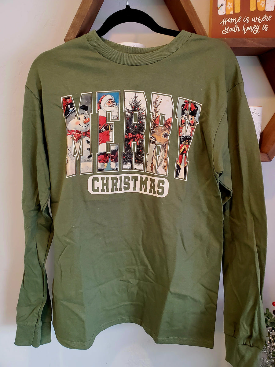 "Merry" Christmas Icons LS Tee