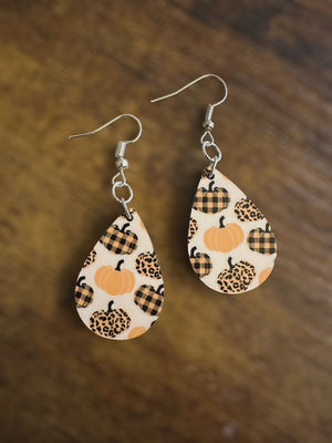 Pumpkin Buffalo Plaid Earrings