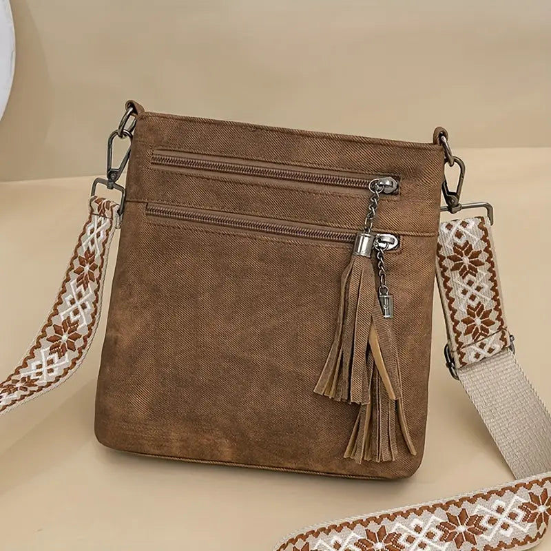 Vintage Faux Leather Crossbody Bag