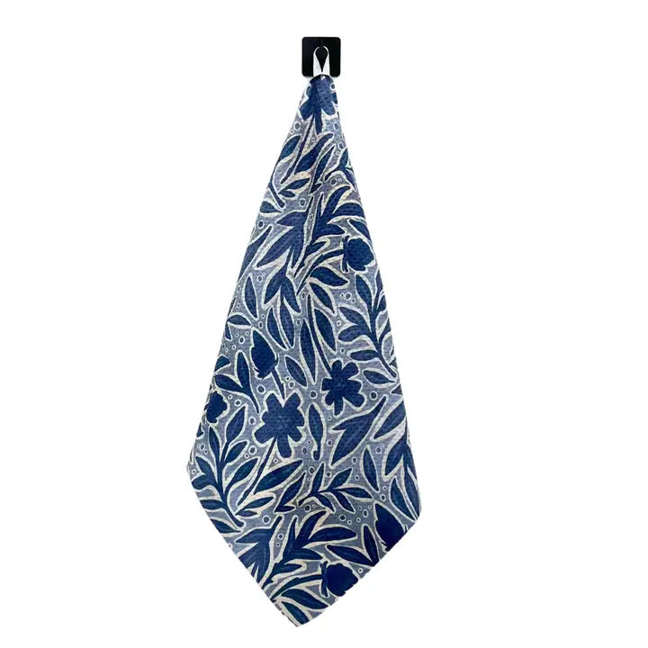 Blue Flower Waffle Weave Towels