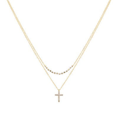 Fro Gold White Cross Necklace