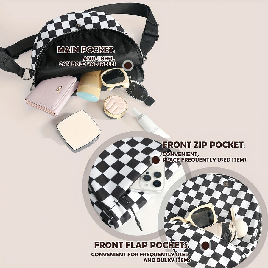 Checkered Crossbody Belt Bag