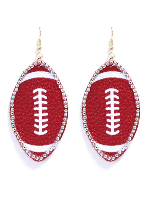 Rhinestone Trim Football Earrings