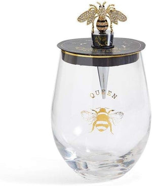 Queen Bee Stemless Wine Glass & Stopper