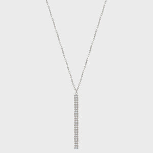 Fox Silver Bar Necklace with Clear Stones