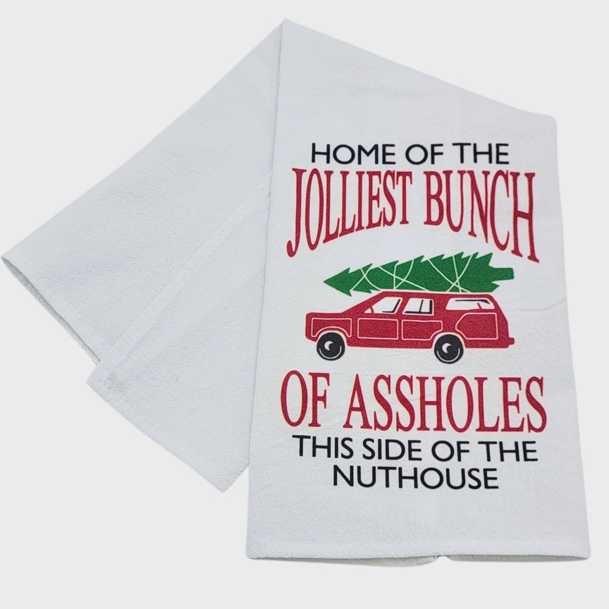 Home of the Jolliest Bunch Funny Christmas Tea Towels