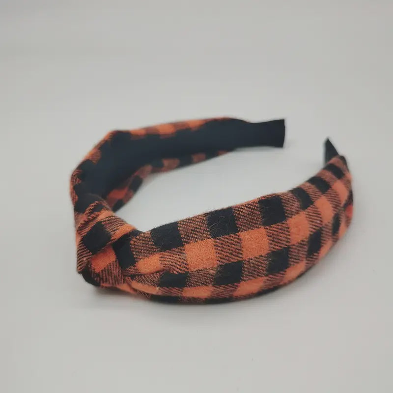 Orange Plaid Headband