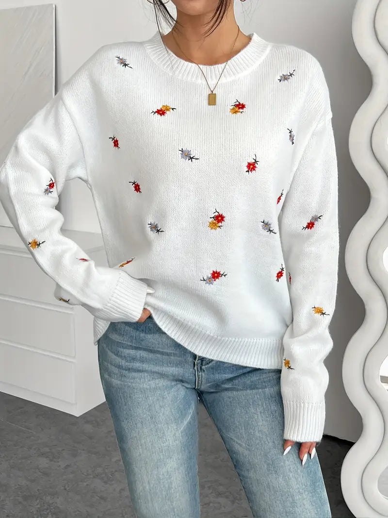 Floral Embroidery Sweater