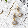 Load image into Gallery viewer, Round Crystal Gold Dangles

