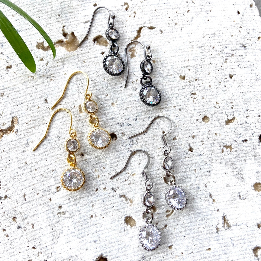 Round Crystal Gold Dangles