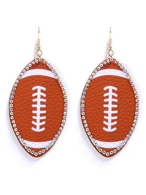 Rhinestone Trim Football Earrings