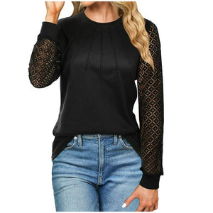 Lace Patchwork Long Sleeved Top