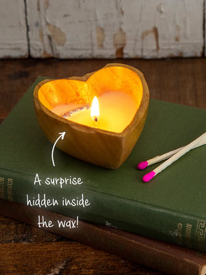 Wooden Heart Surprise Candle