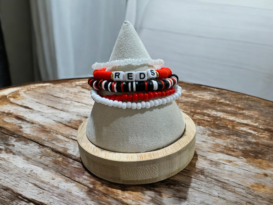 Cincinnati Reds Beaded Stack Bracelets