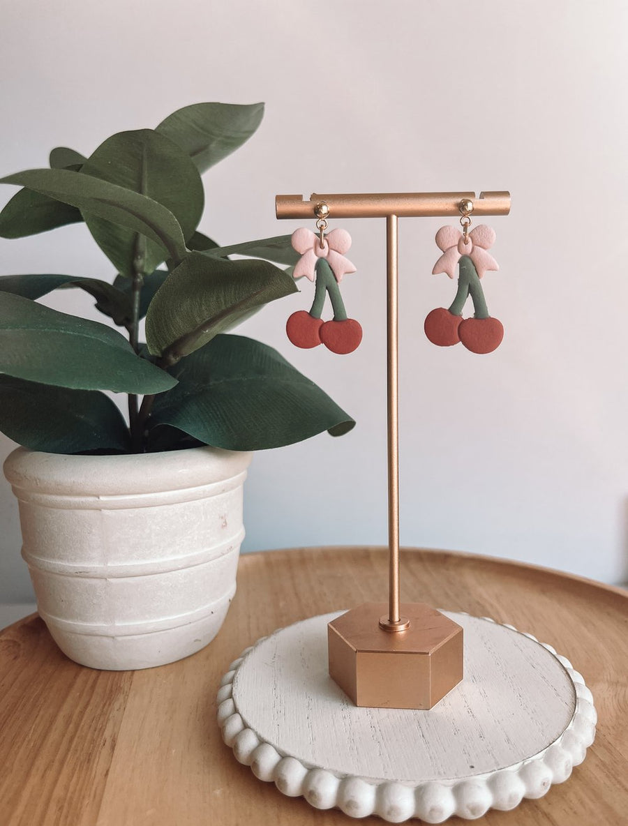 Cherry Bow Dangles