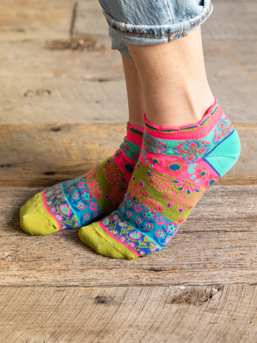 Cozy Ankle Socks Set - Mustard Floral