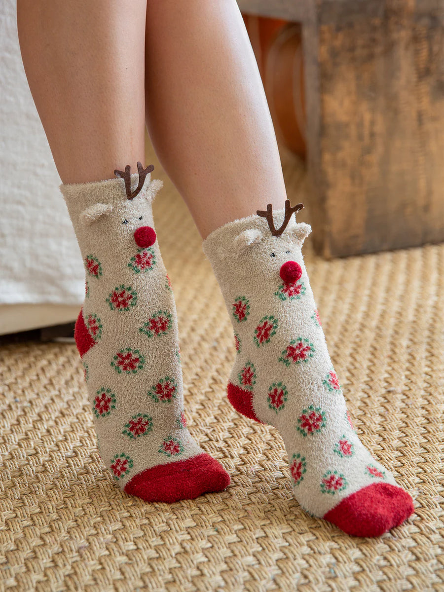 Boxed Cozy Reindeer Socks
